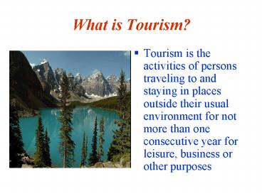 What is Tourism?