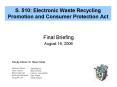 S. 510: Electronic Waste Recycling Promotion and Consumer Protection Act PowerPoint PPT Presentation