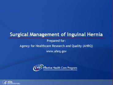 Surgical Management of Inguinal Hernia