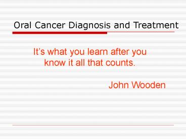 Staging of Oral Cancer