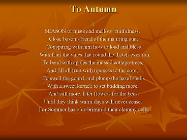 To Autumn
