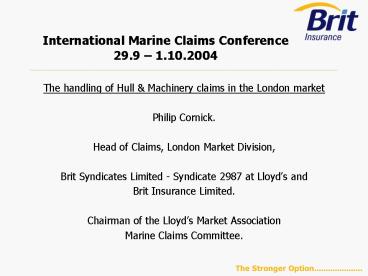 International Marine Claims Conference 29.9 