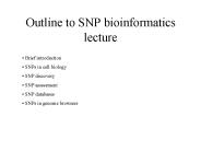Outline to SNP bioinformatics lecture