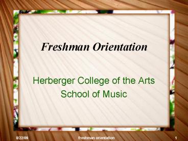 Freshman Orientation