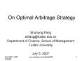 On Optimal Arbitrage Strategy PowerPoint PPT Presentation