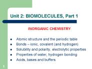 Unit 2: BIOMOLECULES, Part 1