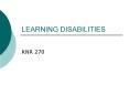 LEARNING DISABILITIES PowerPoint PPT Presentation