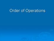 Order of Operations
