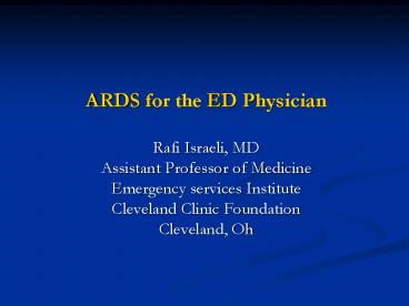 ARDS for the ED Physician