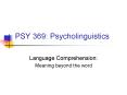 PSY 369: Psycholinguistics PowerPoint PPT Presentation
