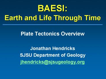 BAESI: Earth and Life Through Time