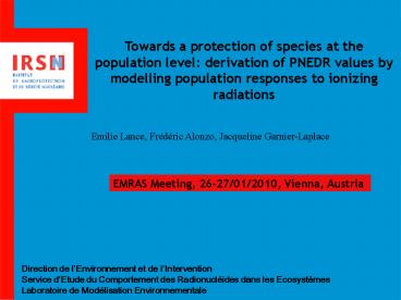 TITRE DE LA PRESENTATION