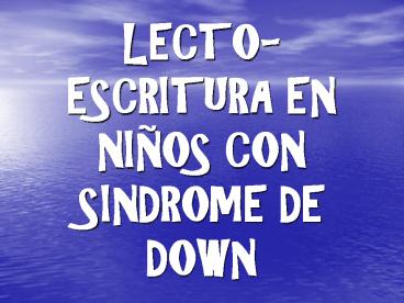 LECTO-ESCRITURA EN NI