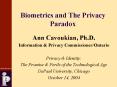 Biometrics and The Privacy Paradox PowerPoint PPT Presentation