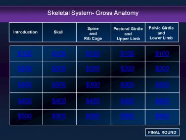 Skeletal System- Gross Anatomy