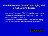 Cerebrovascular function with aging and in Alzheimer