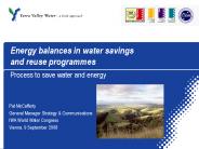 Energy balances in water savings and reuse programmes