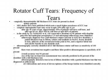 Rotator Cuff Tears: Frequency of Tears