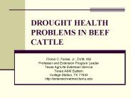DROUGHT HEALTH PROBLEMS IN BEEF CATTLE