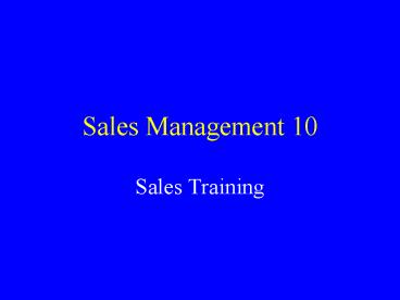 Sales Management 10