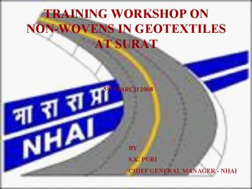TRAINING WORKSHOP ON NON-WOVENS IN GEOTEXTILES AT SURAT