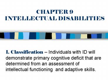CHAPTER 9 INTELLECTUAL DISABILITIES
