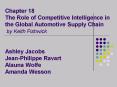 Chapter 18 The Role of Competitive Intelligence in the Global Automotive Supply Chain by Keith Fishwick  Ashley Jacobs Jean-Philippe Ravart Alauna Wolfe Amanda Wesson PowerPoint PPT Presentation