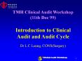 TMH Clinical Audit Workshop (11th Dec 99) Introduction to Clinical Audit and Audit Cycle Dr L C Leung, CONS(Surgery) PowerPoint PPT Presentation