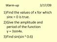 Warm-up3/17/09 PowerPoint PPT Presentation