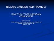 ISLAMIC BANKING AND FINANCE: