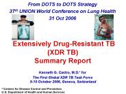 Extensively Drug-Resistant TB (XDR TB) Summary Report