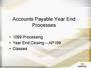 Accounts Payable Year End Processes