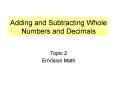 Adding and Subtracting Whole Numbers and Decimals PowerPoint PPT Presentation