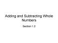 Adding and Subtracting Whole Numbers PowerPoint PPT Presentation