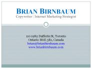 Brian BirnBaum Web Copywriting