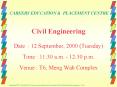 Civil Engineering  Date : 12 September, 2000 (Tuesday) Time : 11:30 a.m. - 12:30 p.m. Venue : T6, Meng Wah Complex PowerPoint PPT Presentation