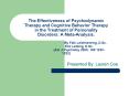 The Effectiveness of Psychodynamic Therapy and Cognitive Behavior Therapy in the Treatment of Personality Disorders: A Meta-Analysis. By Falk Leichsenring, D.Sc. Eric Leibing, D.Sc. (Am J Psychiatry 2003; 160:1223-1232) PowerPoint PPT Presentation