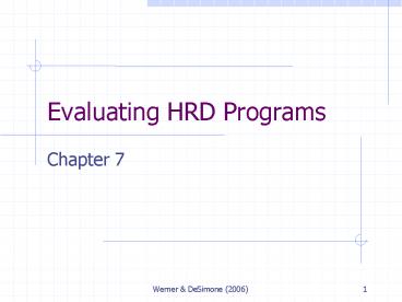Evaluating HRD Programs