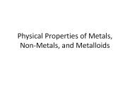Physical Properties of Metals, Non-Metals, and Metalloids
