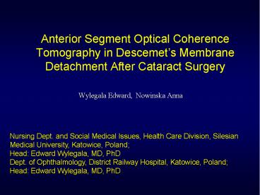 Anterior Segment Optical Coherence Tomography in Descemet