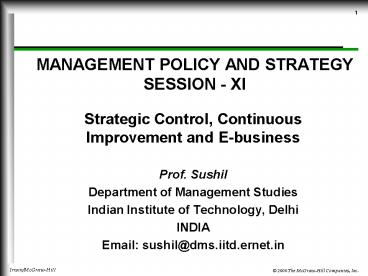 MANAGEMENT POLICY AND STRATEGY SESSION - XI
