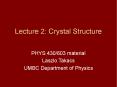 Lecture 2: Crystal Structure PowerPoint PPT Presentation