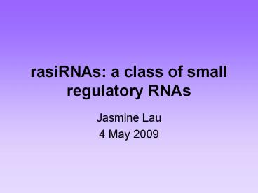 rasiRNAs: a class of small regulatory RNAs