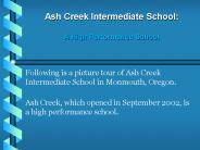 Ash Creek Intermediate School: A High Performance School