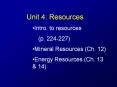 Unit 4: Resources PowerPoint PPT Presentation