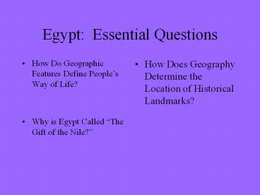 Egypt: Essential Questions