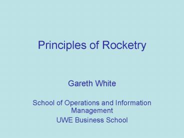 Principles of Rocketry