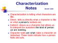 Characterization       Notes    RIGHT SIDE PowerPoint PPT Presentation