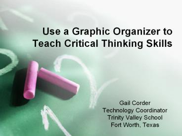 Use a Graphic Organizer to Teach Critical Thinking Skills