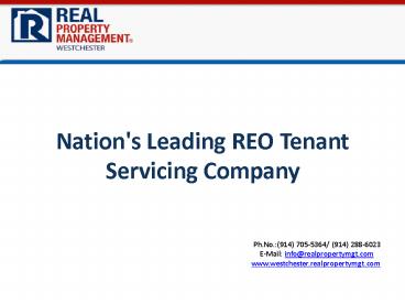 Nation’s Leading REO Tenant Servicing Company